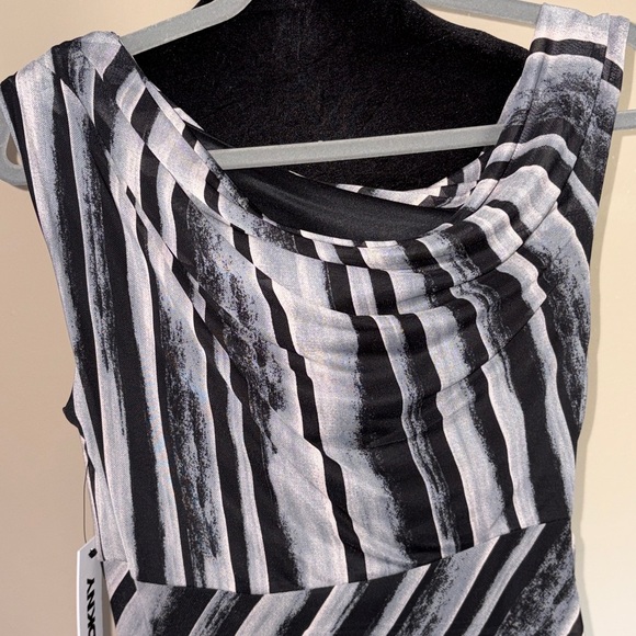 DKNY Asymmetrical Multi Gray Hue Striped sleeveless Dress - NWT - Picture 5 of 7